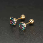 Gold Claws with Colorful Zirconia / 6mm Pair