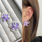 1450 White Edge Purple Petals 925 Silver Needle
