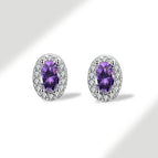 Dark Purple Blue [February] White Gold Color / 925 Silver