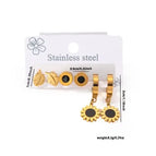 Leaf Black Flower Earrings Set 0441