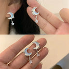 Sr1143 pair of moon star pendant earrings