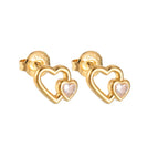 Double Love Heart Stud Earrings 923-a