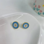 Blue Rounded Ear Studs