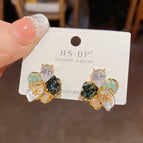 No. 105 Handmade Flower Stud Earrings (Thick Real Gold Plating)