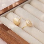 Cube Sugar Ear Studs-Gold Champagne Beads- / 925 Silver