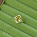 One Olive Green Egg-shaped Open Ring