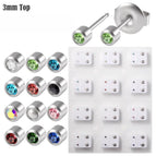3mm Steel Mixed Rhinestone Stud Earrings
