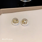 Pearl Letter M Stud Earrings (GA0620)