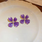 29# Silver Needle-Gold/1.3*1.1cm-Purple Flowers