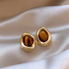 7# Water Drop Tigereye Ear Studs