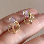 62#Golden Cross Heart Burger Ear Clip