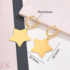 30.5x32.5mm / Light Gold Pentagram Earrings (Gold) / 1 Pair/Package