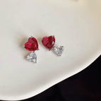 Two-color Zircon Heart-Silver Needle