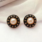 Black Silver Stud Earrings