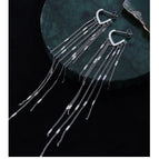 F547-Steel Tassel Earrings