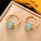 Jyg3112 Lovely Light Blue Square Earrings Gold