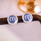 59 # Geometric M Letter Stud Earrings