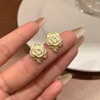 6# drop oil flower stud earrings