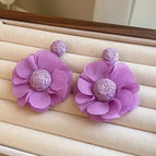 Vintage purple flower stud earrings