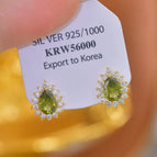 Olive Green Water Drop Zircon Ear Studs