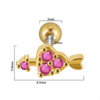 Pink Diamond Go through Heart with One Stone (Gold) / 0.8X6X3mm