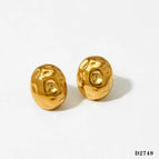 Gold Irregular Oval Earrings D2749