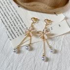 28#Ear Clip-Flower Pearl Tassel