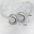 C- Type Hook Earrings-Steel Color