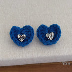 Blue Love Wool Earrings
