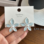 4621 Light Blue Pearl Flower Earrings