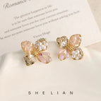 Handmade Crystal Flowers-Pink (Real Gold Plated)