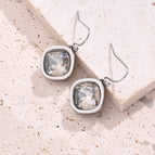 16.5x14.5mm (Needle Thickness:0.8mm) / Champagne Rhinestone Square Earrings (Steel) / 1 Pair/Package