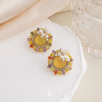 Sunset Yellow Opal Stone Ear Studs