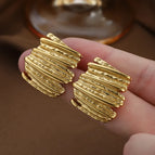 Gold / Pleated Ear Studs