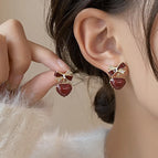 E592 Wine Red Heart / 925 Silver