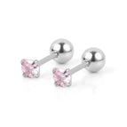 Steel Color round Pink Zirconium / 0.8*6*3 * 4mm