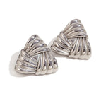 Cast Stripe Wrapped Triangle Earrings-Steel Color