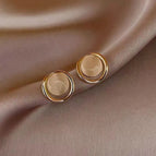 13# cat's eye stone circle ear