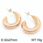 C- Shaped Hollow Earrings Steel Color Ke110529-KFC