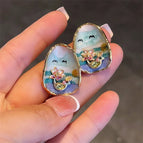 30#E2236 Ocean Style Oil Painting--Seagull and Lotus