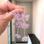 Ins Style Sweet Floral Tassel Earrings