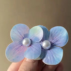 Premium Blue Artificial Flower Pearl Earrings