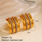 (Vacuum Plating) Gold C- Shaped Earrings