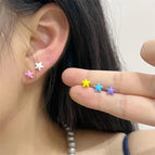 Dopamine 6-piece set of colorful star earrings for sleeping without removing earrings