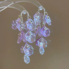 French Beaded Petal Tassel Water Drop Pendant Earrings