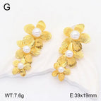 39 * 19mm Five-Leaf Flower / Gold / 1 Pair/Package