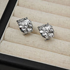 6#Textured Widened Stud Earrings