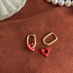 Love Square Ear Clip-Copper pin