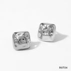 Silver Irregular Square Earrings D2724