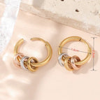 Three-Color Ring Earrings Gold